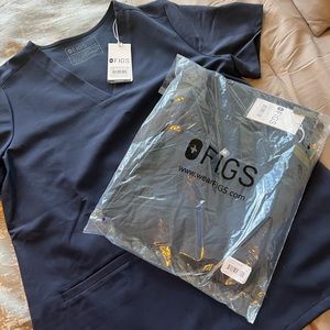 Figs Scrubs Quiet Navy Set MEDIUM Casma top and Zamora joggers M Reg